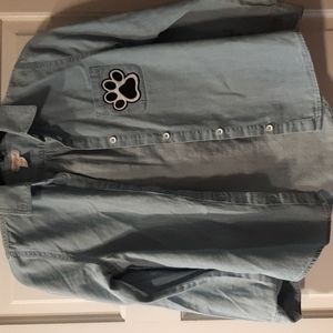 Girls long sleeved denim button down shirt light blue Cat and Jack size L 10/12